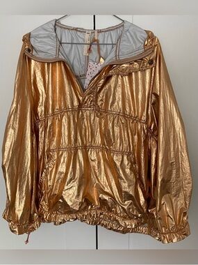 NWT Free People Movement Windjammer Jacket Anorak Oversized XS Rose Gold